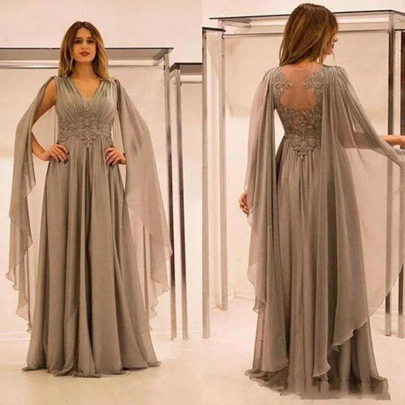 vestidos de gala Mother of the Bride Dresses Elegant Chiffon Illusion Back Lace Applique Beads V Neck Weding robe soirée femme 
vestidos de gala Mother of the Bride Dresses Elegant Chiffon Illusion Back Lace Applique Beads V Neck Weding robe soirée femme
