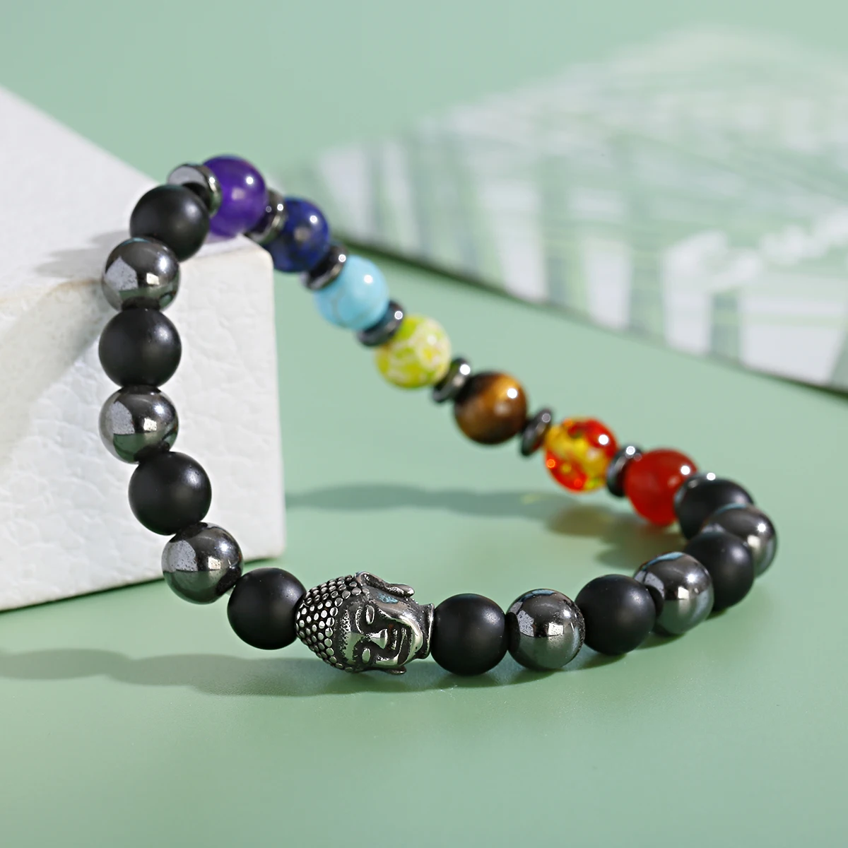 Buddha Head Natural Stone Bracelet Colorful Smooth Beads Bracelet Religious Style Fashion Accessories 8mm
Buddha Head Natural Stone Bracelet Colorful Smooth Beads Bracelet Religious Style Fashion Accessories 8mm