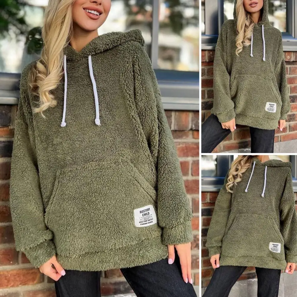 Trendy Hooded Sweatshirt Fashionable Women's Hoodies with Large Pockets Cozy Plush Tops for Autumn Winter Featuring Drawstring
Trendy Hooded Sweatshirt Fashionable Women's Hoodies with Large Pockets Cozy Plush Tops for Autumn Winter Featuring Drawstring