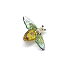 Fashion Green Blue Crystal Bee Brooch With Pin Colorful Wings Rhinestone Insect Brooch Pin for Women Jewelry Gifts