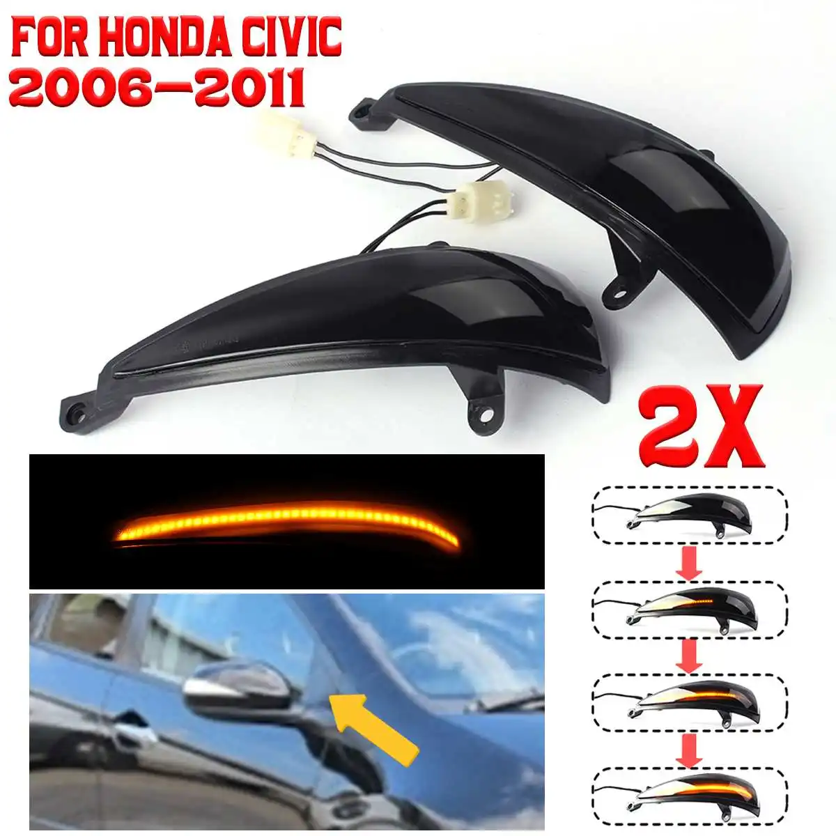 2pcs Dynamic Blinker LED Turn Signal 3D 5D Light Side Mirror Lamp for Honda Civic 8th MK8 Hatchback Coupe 2006-2012 FN2 FN FK
2pcs Dynamic Blinker LED Turn Signal 3D 5D Light Side Mirror Lamp for Honda Civic 8th MK8 Hatchback Coupe 2006-2012 FN2 FN FK