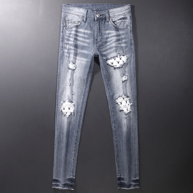 Streetwear Fashion Men Jeans Retro Gray Blue Elastic Slim Fit Ripped Jeans Men Patch Designer Hip Hop Brand Stretch Denim Pants
Streetwear Fashion Men Jeans Retro Gray Blue Elastic Slim Fit Ripped Jeans Men Patch Designer Hip Hop Brand Stretch Denim Pants