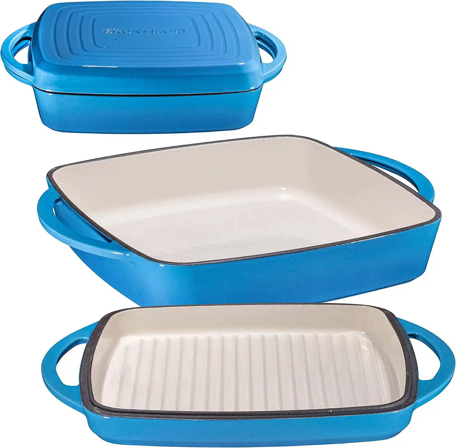 | 2 in 1 Enameled Square Cast Iron Baking Pan Cookware Dish With Grill | 1, (Blue Whale)
| 2 in 1 Enameled Square Cast Iron Baking Pan Cookware Dish With Grill | 1, (Blue Whale)