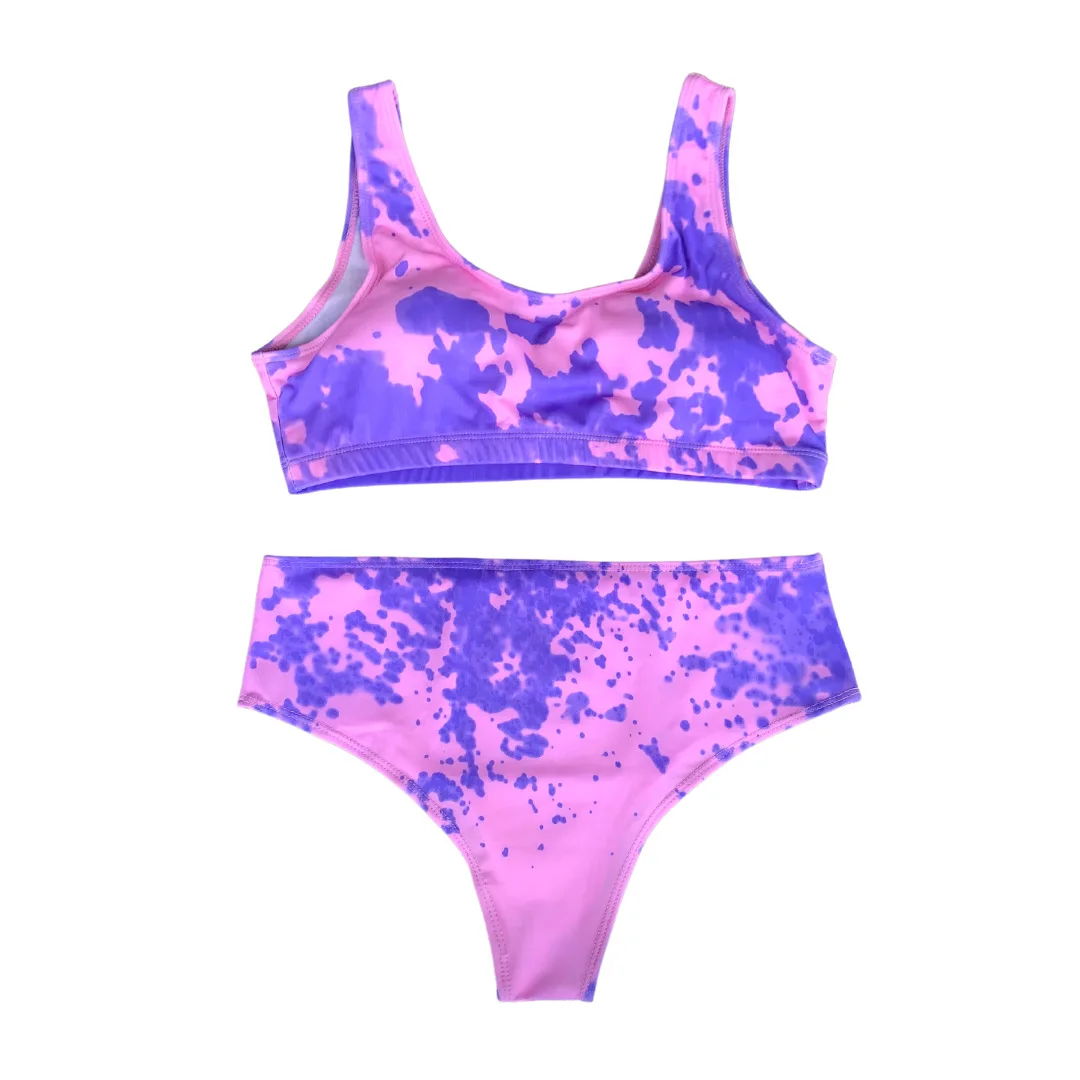 

Color Changing Bikini Set Two Pieces Novelty Temperature Sensitive Solid Scoop Neck High Waisted Swimsuits Beach Pool Suit