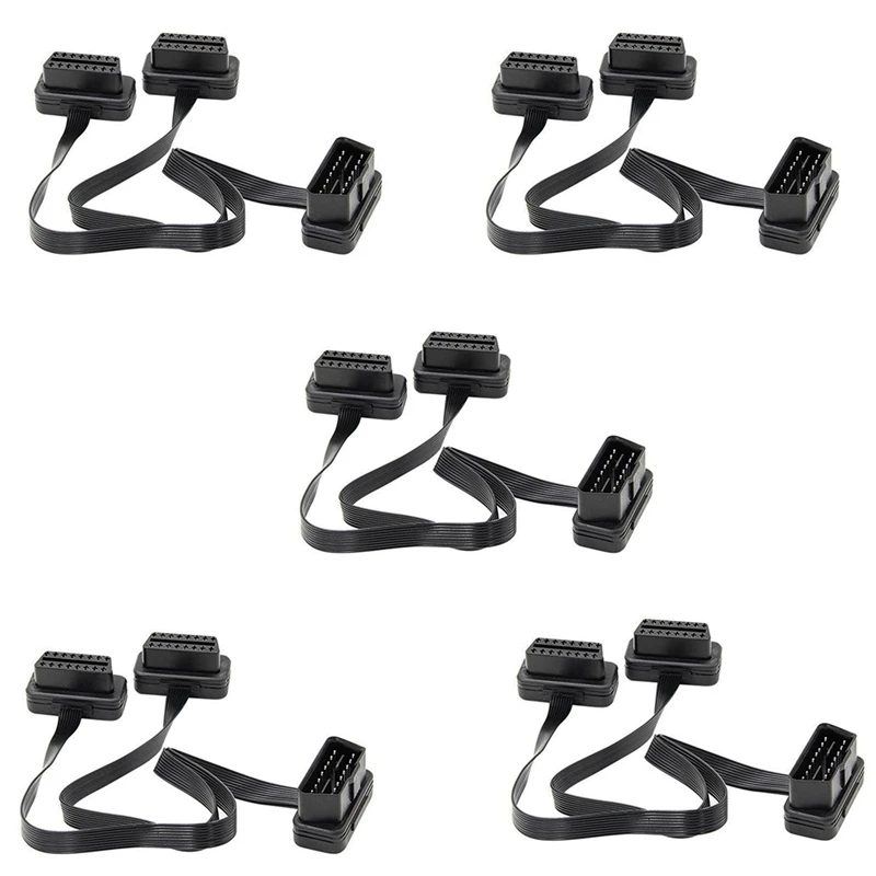5X OBDII Extension Dual Connector Y Splitter OBD OBD2 16PIN Male To Female Connection Flat+Thin For ELM327
5X OBDII Extension Dual Connector Y Splitter OBD OBD2 16PIN Male To Female Connection Flat+Thin For ELM327