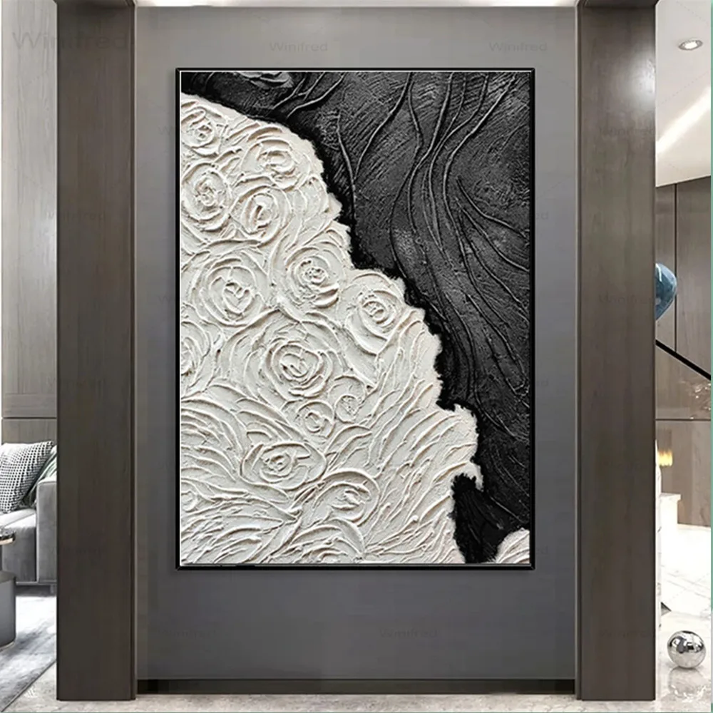 Abstract Artwork Gray White Oil Painting On Canvas Rose Art Print Black Modern Posters Wall Art Interior Living Room Home Decor 
Abstract Artwork Gray White Oil Painting On Canvas Rose Art Print Black Modern Posters Wall Art Interior Living Room Home Decor
