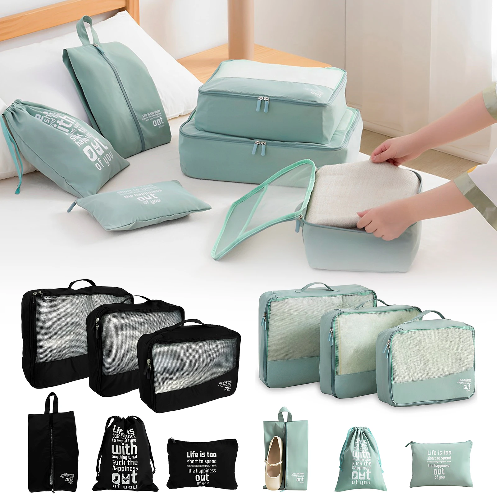 

6Pcs Travel Packing Cubes Portable Packing Luggage Organizer Space Saving Suitcase Organizer Cube Splashproof Travel Storage Bag