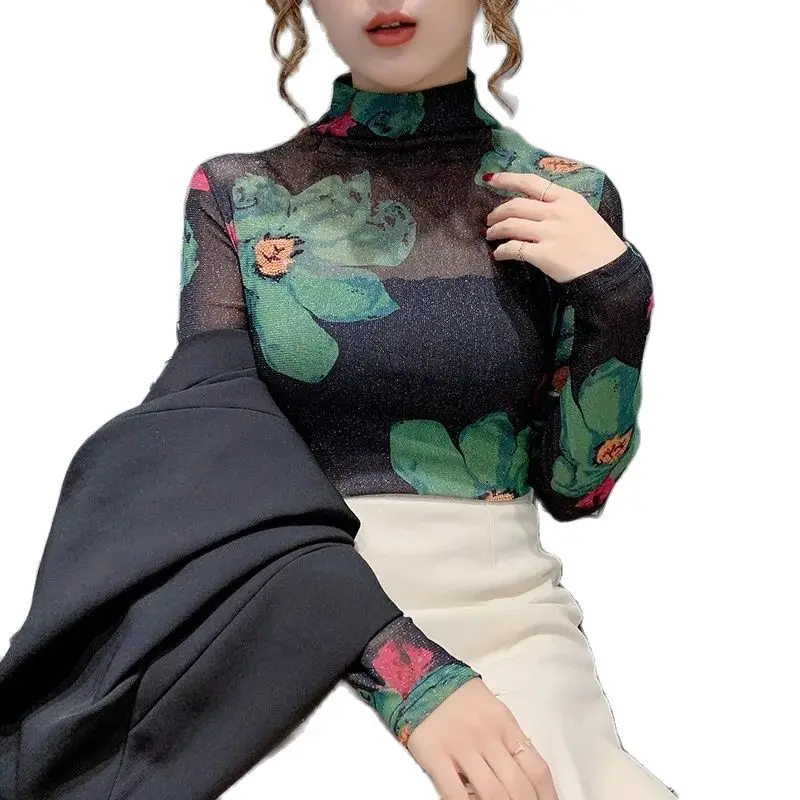High Neck Lace bottomed blouse t-shirts women's tight mesh blouse long sleeved T-shirt P3 692
High Neck Lace bottomed blouse t-shirts women's tight mesh blouse long sleeved T-shirt P3 692