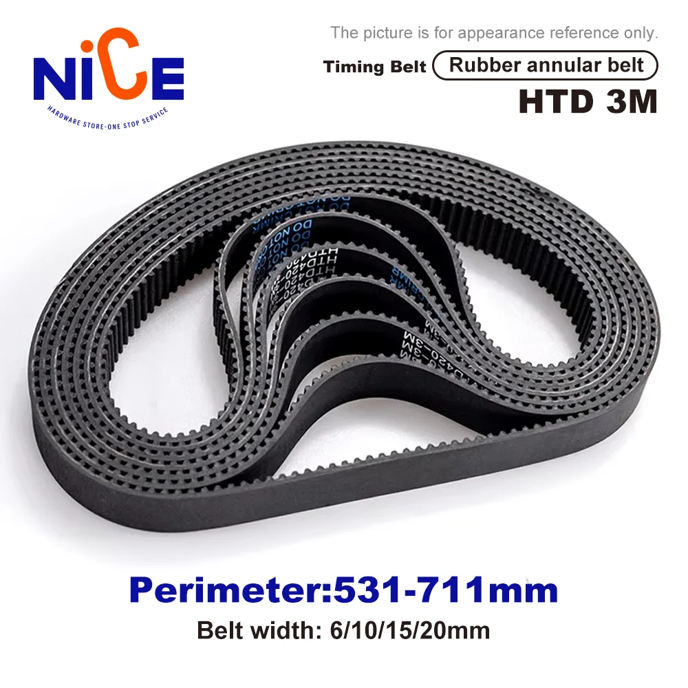 HTD 3M Timing Belt Perimeter 531/534/537~711mm Width 6/10/15/20mm 3M Synchronous belt drive belt
HTD 3M Timing Belt Perimeter 531/534/537~711mm Width 6/10/15/20mm 3M Synchronous belt drive belt