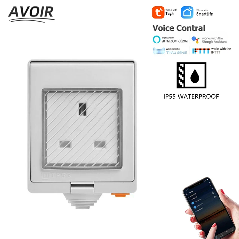 Avoir IP55 Tuya Smart Power Socket With Timer Outdoor Waterproof Cover WIFI Connected Electrical Outlets UK Plugs Home Appliance
Avoir IP55 Tuya Smart Power Socket With Timer Outdoor Waterproof Cover WIFI Connected Electrical Outlets UK Plugs Home Appliance