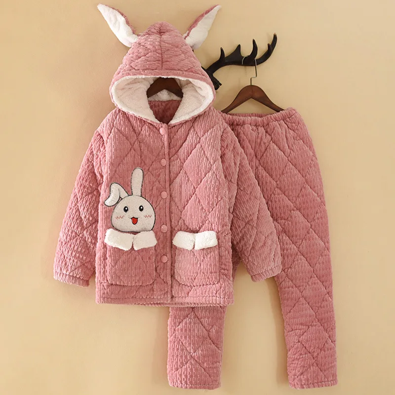 Winter children's pajamas cute loose and thick style home wear flannel three-layer cotton sandwich thermal outer dress for girls
Winter children's pajamas cute loose and thick style home wear flannel three-layer cotton sandwich thermal outer dress for girls