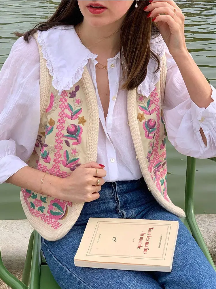 Women Fashion Flower Printed Cotton Vest Elegant Pink Sleeveless Cardigan Waistcoat 2023 Autumn Casual Female Outwear Tops
Women Fashion Flower Printed Cotton Vest Elegant Pink Sleeveless Cardigan Waistcoat 2023 Autumn Casual Female Outwear Tops