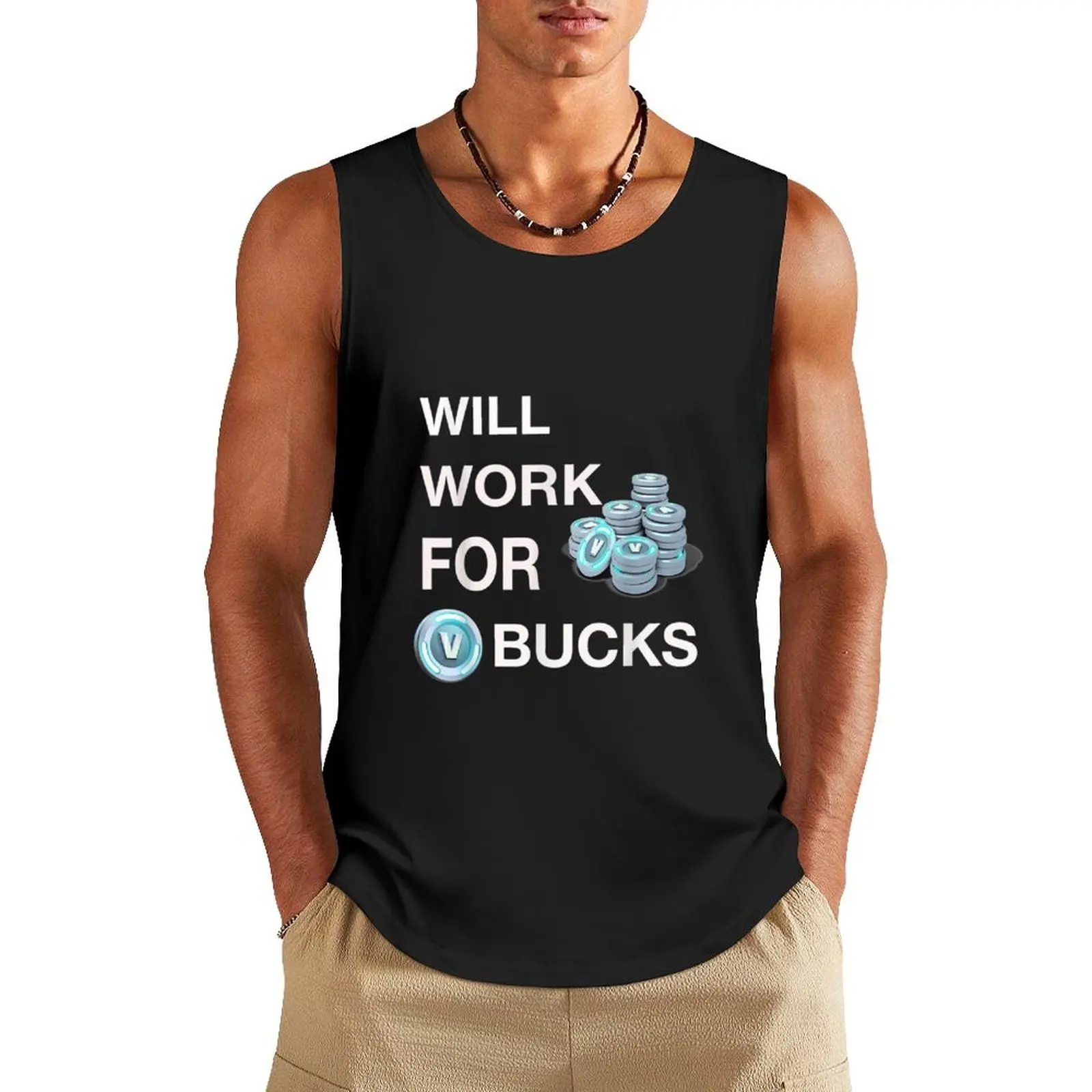 Will Work For VBucks геймер молодежный забавный Майка спортивная одежда мужской фитнес
