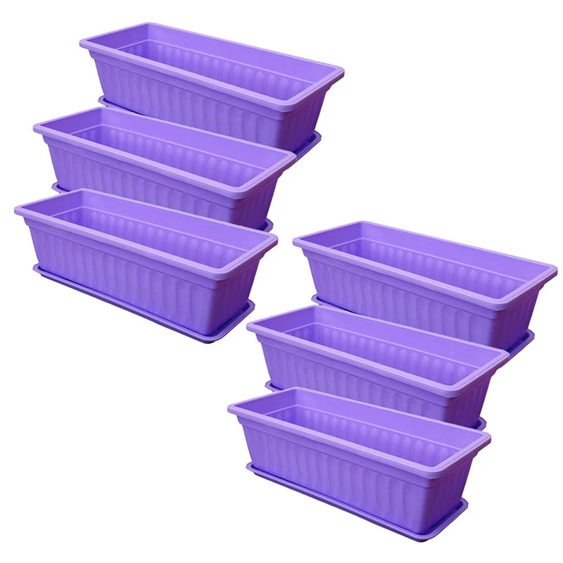 

6 шт. 17 дюймов фиолетовый Цветочный ящик для окна пластиковые овощные кадки для подоконника, патио, сада, домашнего декора, крыльца