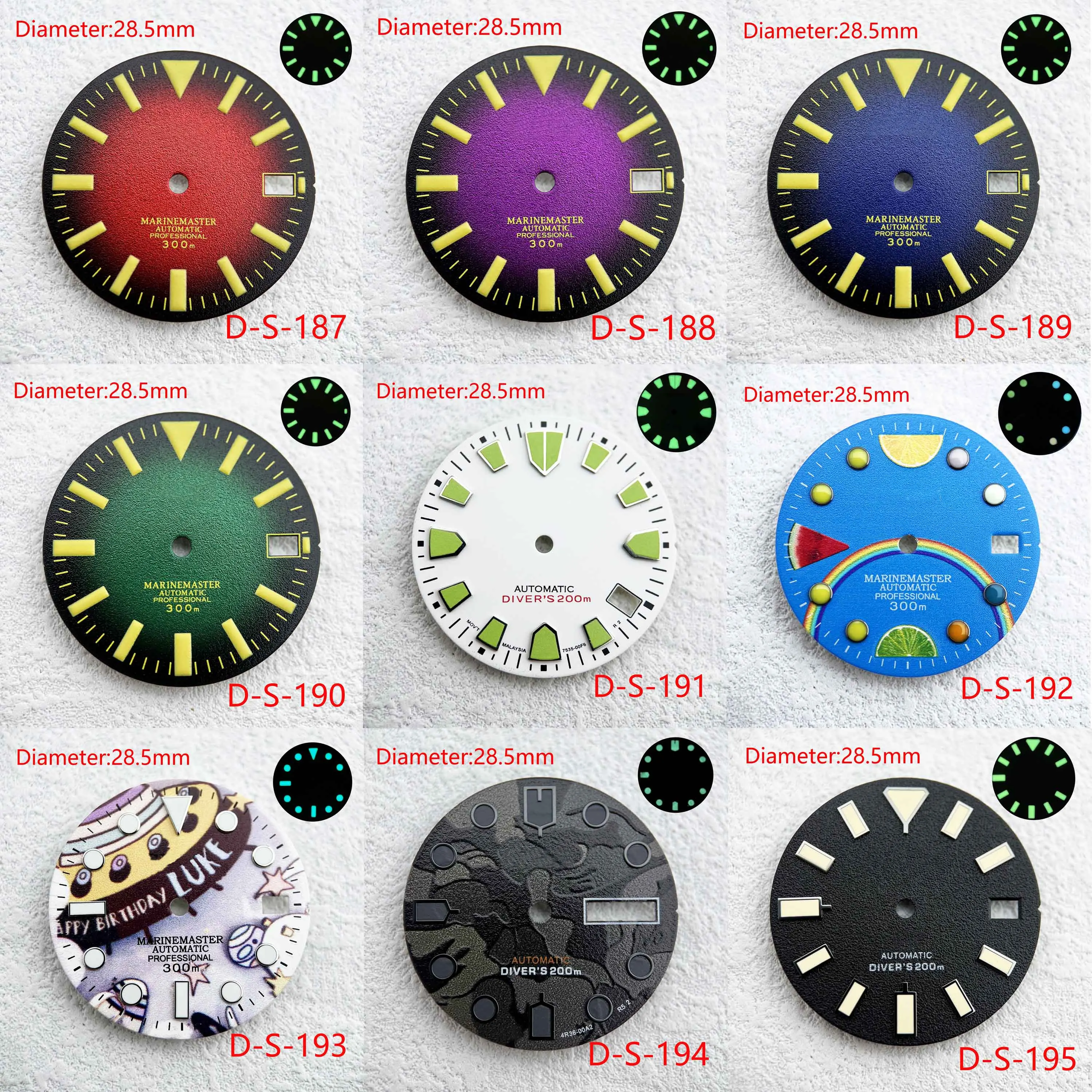 

Customizable SKX007/SUB 28.5mm calendar dial watch accessory, suitable for NH35 NH36 automatic movement, with S logo