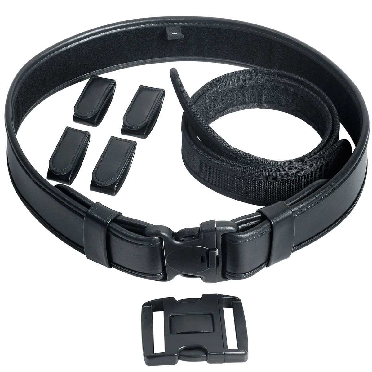 

Duty Belt for Law Enforcement Utility Security Military Police 2.25" Tactical Patrol Belt Set (Black Plain)