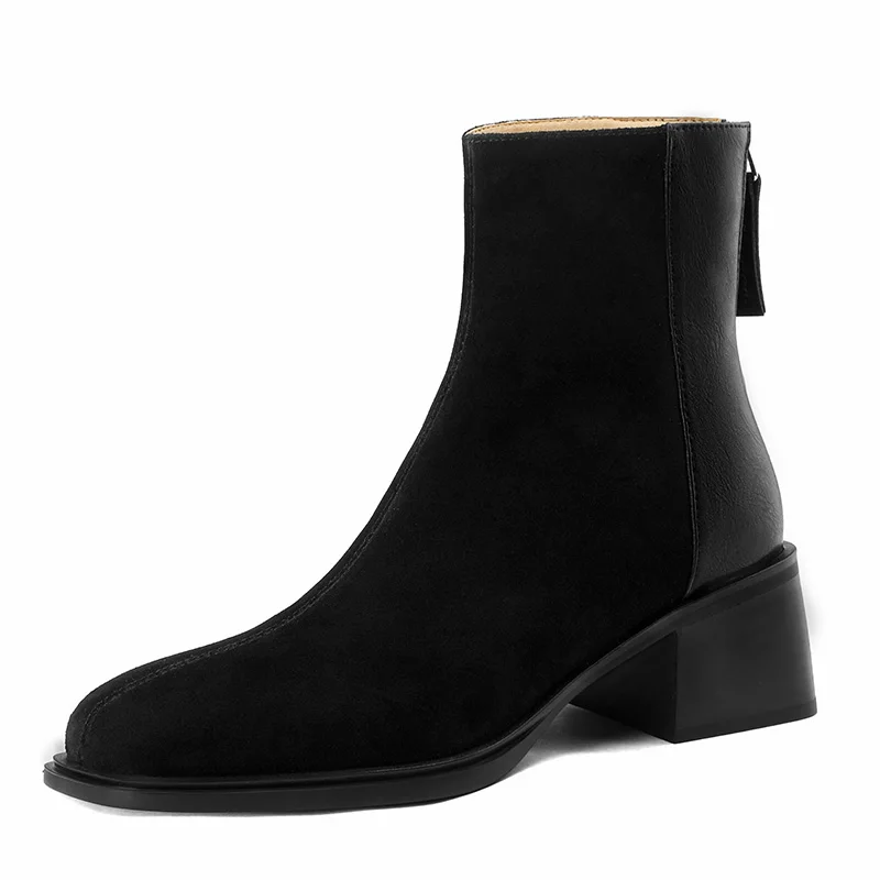 Cow Suede Women Wool Ankle Boots New Winter 5.5cm Heeled Shoes Elegant Ladies Black Khaki Back Zipper Splicing Square Toe Boots
Cow Suede Women Wool Ankle Boots New Winter 5.5cm Heeled Shoes Elegant Ladies Black Khaki Back Zipper Splicing Square Toe Boots