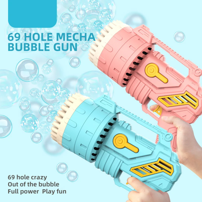 

69 Holes Rocket Bubbles Machine Pomperos Toys Bubble Gun Rocket Launcher Shape Automatic Blower Soap Toys Kids Children Toy Gift
