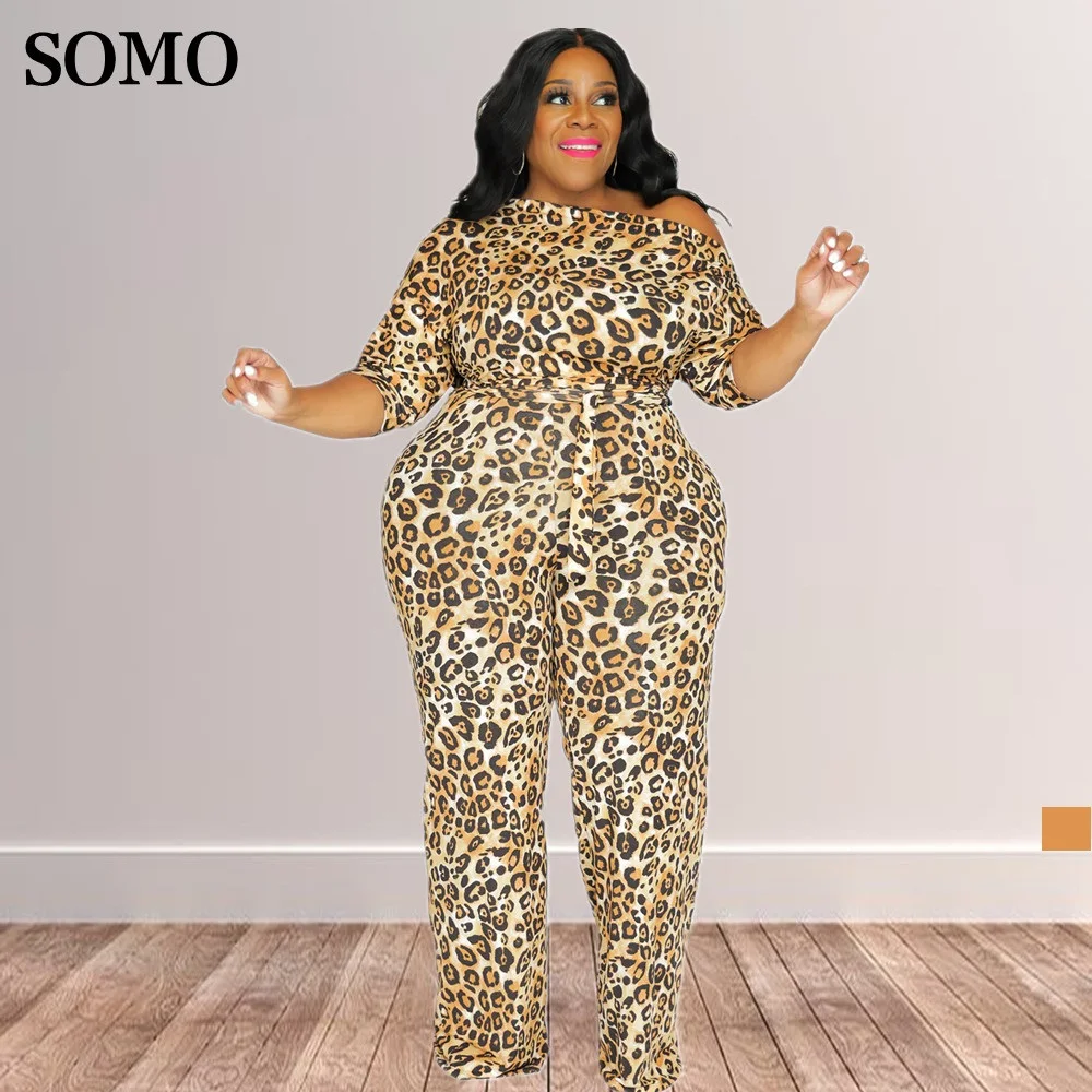 SOMO Women's Plus Size Oblique Shoulder Short-sleeved Fashion Leopard Print Jumpsuit Sexy Casual Clothing Wholesale Dropshipping
SOMO Women's Plus Size Oblique Shoulder Short-sleeved Fashion Leopard Print Jumpsuit Sexy Casual Clothing Wholesale Dropshipping