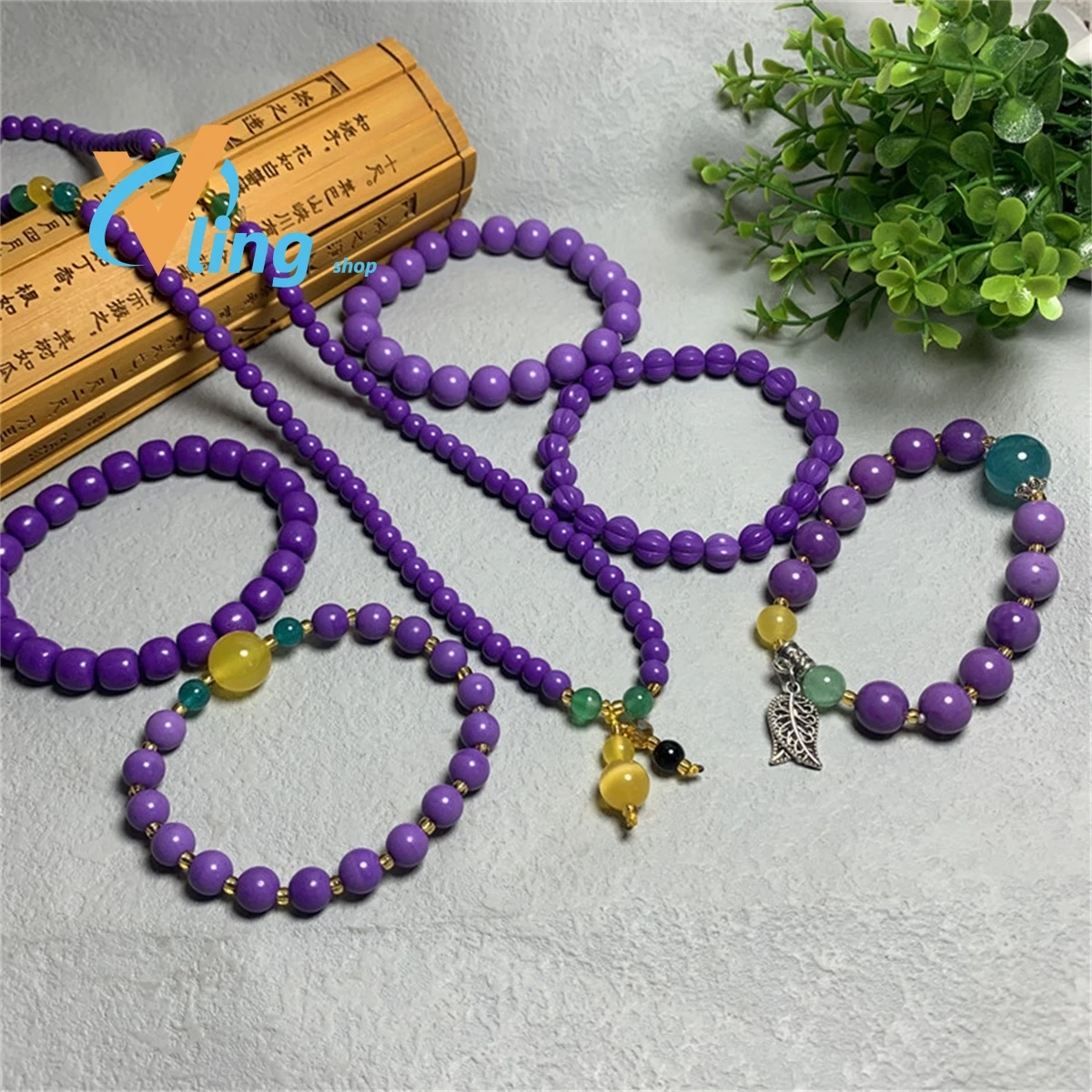 

Purple Mica Bracelet Taro Purple Bracelet Buddha Bead Necklace Jade Pendant Ornament Fashion Gift Charm Retro Amulet Women's