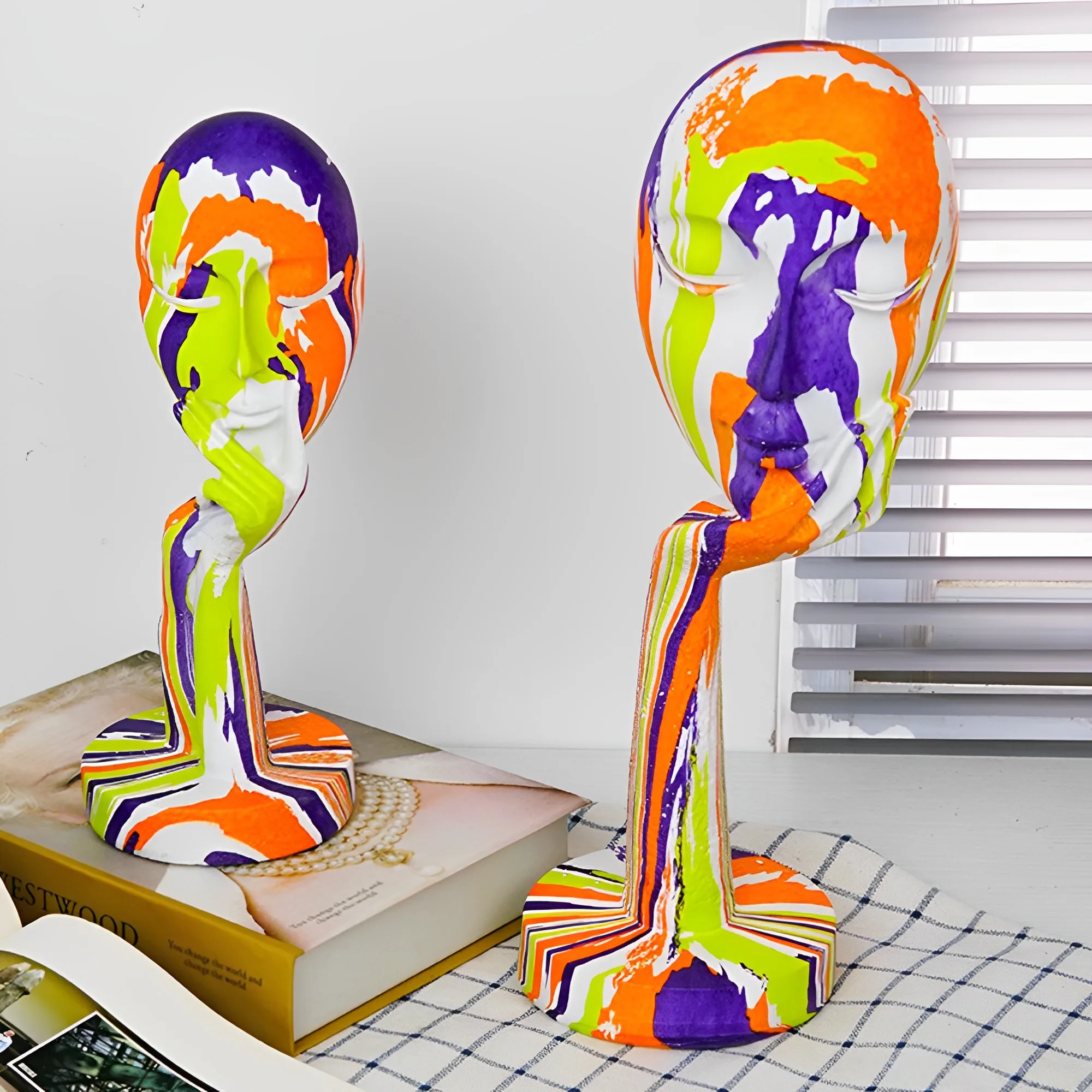 Nordic Statue Abstract Desktop Colorful Graffiti Sculpture Living Room Figurines Face Character Crafts Office Home Decoration 
Nordic Statue Abstract Desktop Colorful Graffiti Sculpture Living Room Figurines Face Character Crafts Office Home Decoration