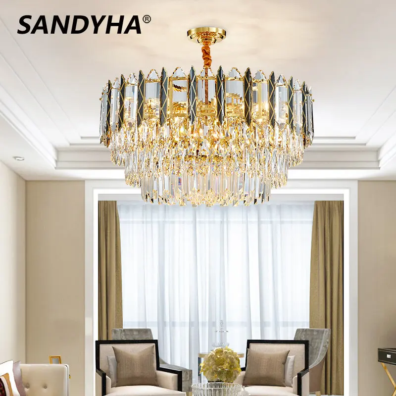 SANDYHA Modern Led Chandelier Crystals Golden Round Pendant Lights for Living Room Home Decoration Luxury Suspension Luminaire
SANDYHA Modern Led Chandelier Crystals Golden Round Pendant Lights for Living Room Home Decoration Luxury Suspension Luminaire