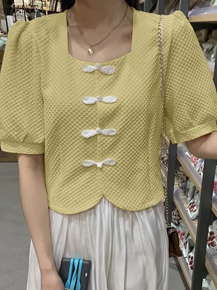 ZANZEA Short Puff Sleeve Square Collar Crop Tops Fashion 2022 Summer Femme Women Shirt Korean Style Cute Textured Slim Blouses
ZANZEA Short Puff Sleeve Square Collar Crop Tops Fashion 2022 Summer Femme Women Shirt Korean Style Cute Textured Slim Blouses
