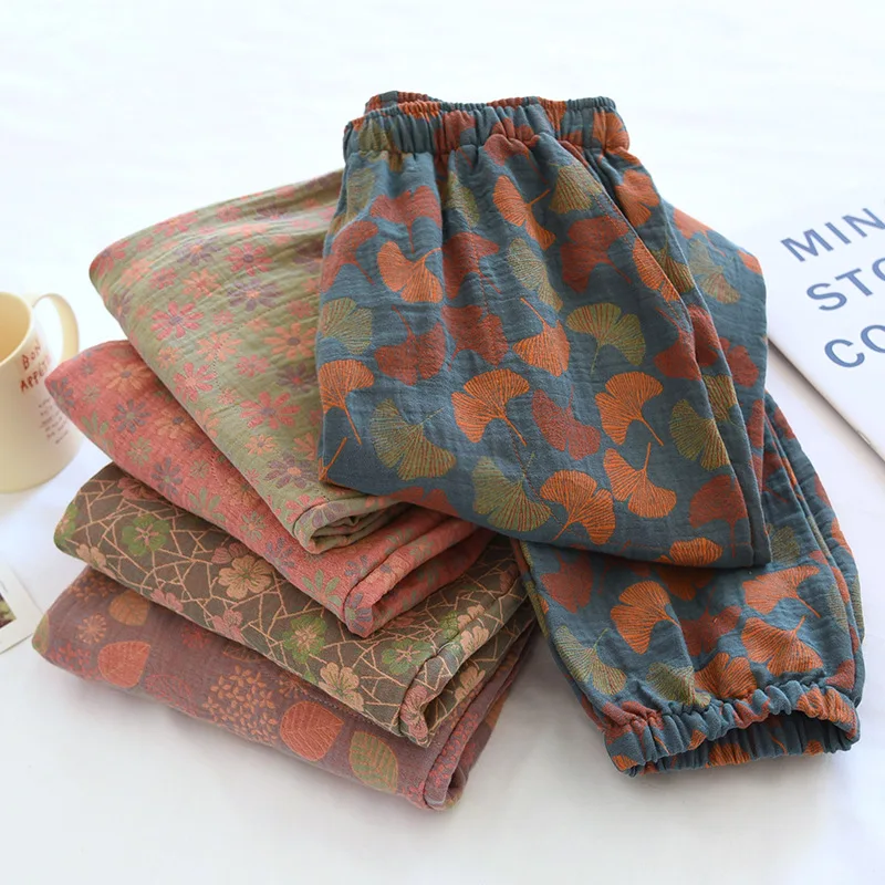 Vintage Spring Summer New Women Sleep Bottoms Pajama Pants Soft Cotton Crepe Lounge Trousers Elastic Waist Thin Home Nightwear
Vintage Spring Summer New Women Sleep Bottoms Pajama Pants Soft Cotton Crepe Lounge Trousers Elastic Waist Thin Home Nightwear