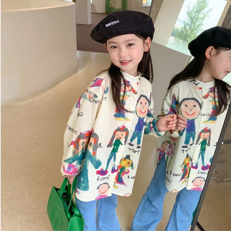 Spring Autumn Fashion Girls Loose Kid Graffiti Long Style Shirt Cotton Casual Long Sleeve Cartoon Shirts
Spring Autumn Fashion Girls Loose Kid Graffiti Long Style Shirt Cotton Casual Long Sleeve Cartoon Shirts