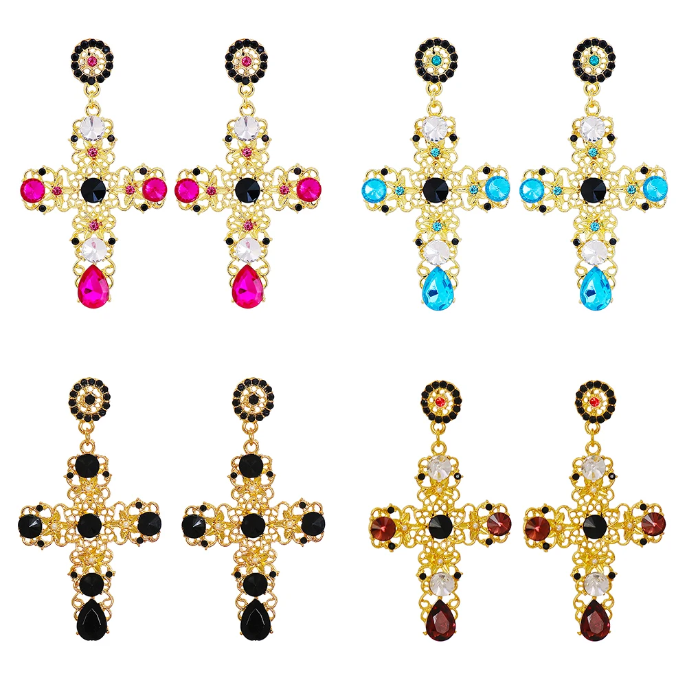 Gothic Vintage Cross Metal Crystal Long Dangle Drop Earrings for Women New Design Baroque Style Cross Earrings Statement Jewelry
Gothic Vintage Cross Metal Crystal Long Dangle Drop Earrings for Women New Design Baroque Style Cross Earrings Statement Jewelry
