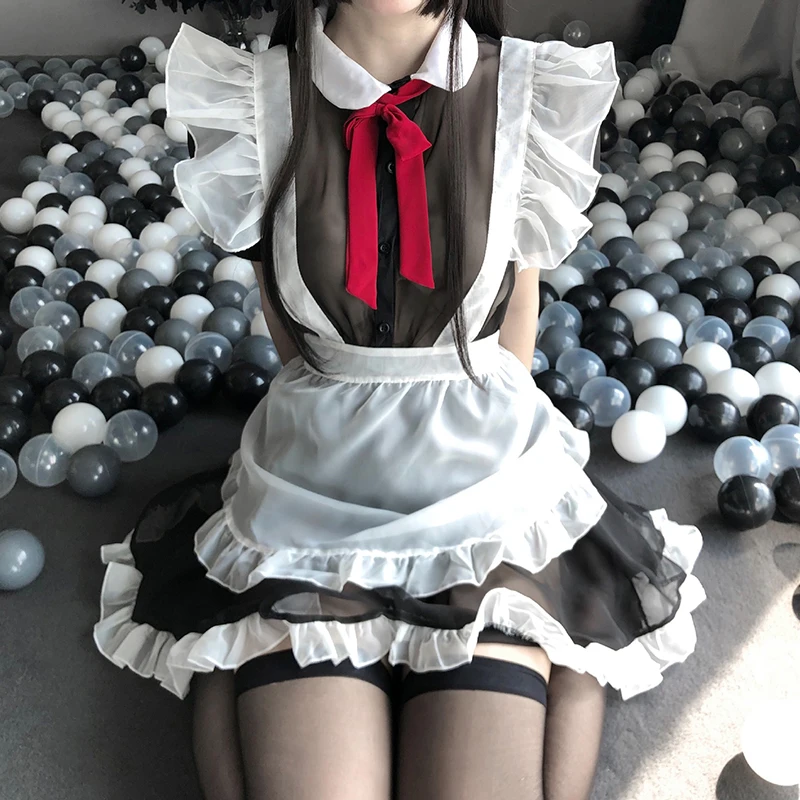 Kawaii Women Sexy Transparent Maid Cosplay Costumes Sexy Lingerie High Quality Temptation Dress with Cute Bowknot Maid's Outfit
Kawaii Women Sexy Transparent Maid Cosplay Costumes Sexy Lingerie High Quality Temptation Dress with Cute Bowknot Maid's Outfit