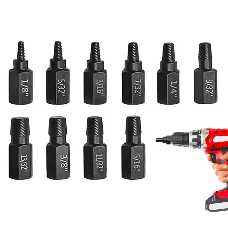 Bolt Remover Multi-Spline Alloy Steel Damaged Screw Extractor Set 10 Pcs Screw Tool 1/8 To 7/8in For Damaged Frozen Studs Rusted
Bolt Remover Multi-Spline Alloy Steel Damaged Screw Extractor Set 10 Pcs Screw Tool 1/8 To 7/8in For Damaged Frozen Studs Rusted