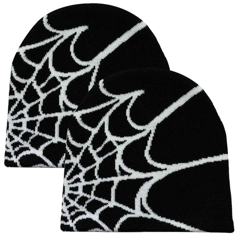 

2 Pcs Women's Hats & Caps Outdoor Winter Knitted Spider Web Spandex Unisex Girl Thicken Miss