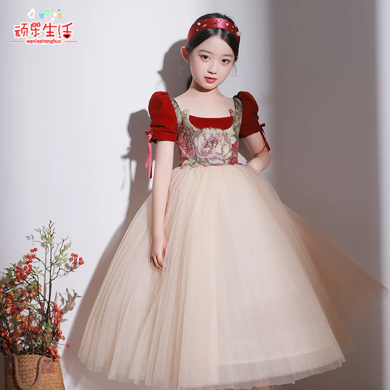 Elegant Girls Princess Square Neck Floral Print Party Evening Dress Kids Wedding Birthday Clothes 
Elegant Girls Princess Square Neck Floral Print Party Evening Dress Kids Wedding Birthday Clothes