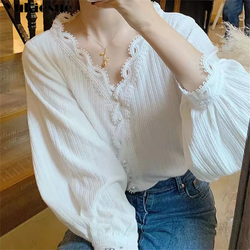 

Hirigin OL Women Ladies Long Puff Sleeve Blouse Spring Fall Fashion Elegant Shirts Top Solid Color Female Mujeres Blusas Camisas