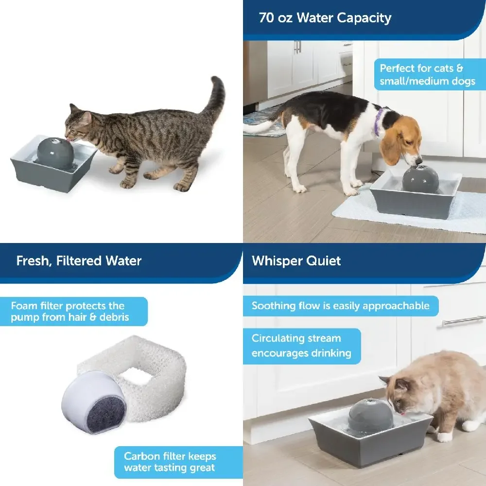 

Stylish, 70 oz Ceramic Drinkwell Seascape Pet Fountain for Dogs & Cats - Fresh Filtered Water Bowl