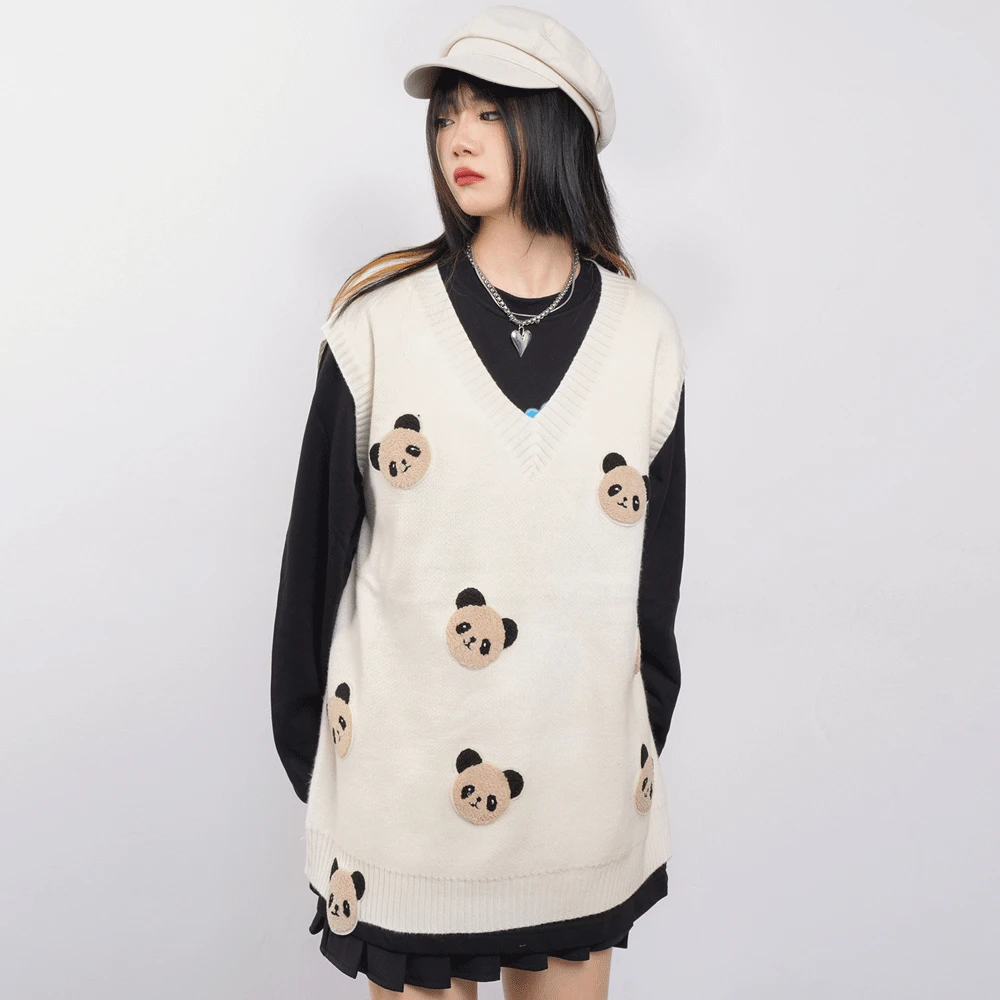 2022 Men Streetwear Sweater Vest Bear Patch Hip Hop Sleeveless Knitted Sweater Cute Cartoon Pullover Harajuku Cotton Sweater
2022 Men Streetwear Sweater Vest Bear Patch Hip Hop Sleeveless Knitted Sweater Cute Cartoon Pullover Harajuku Cotton Sweater