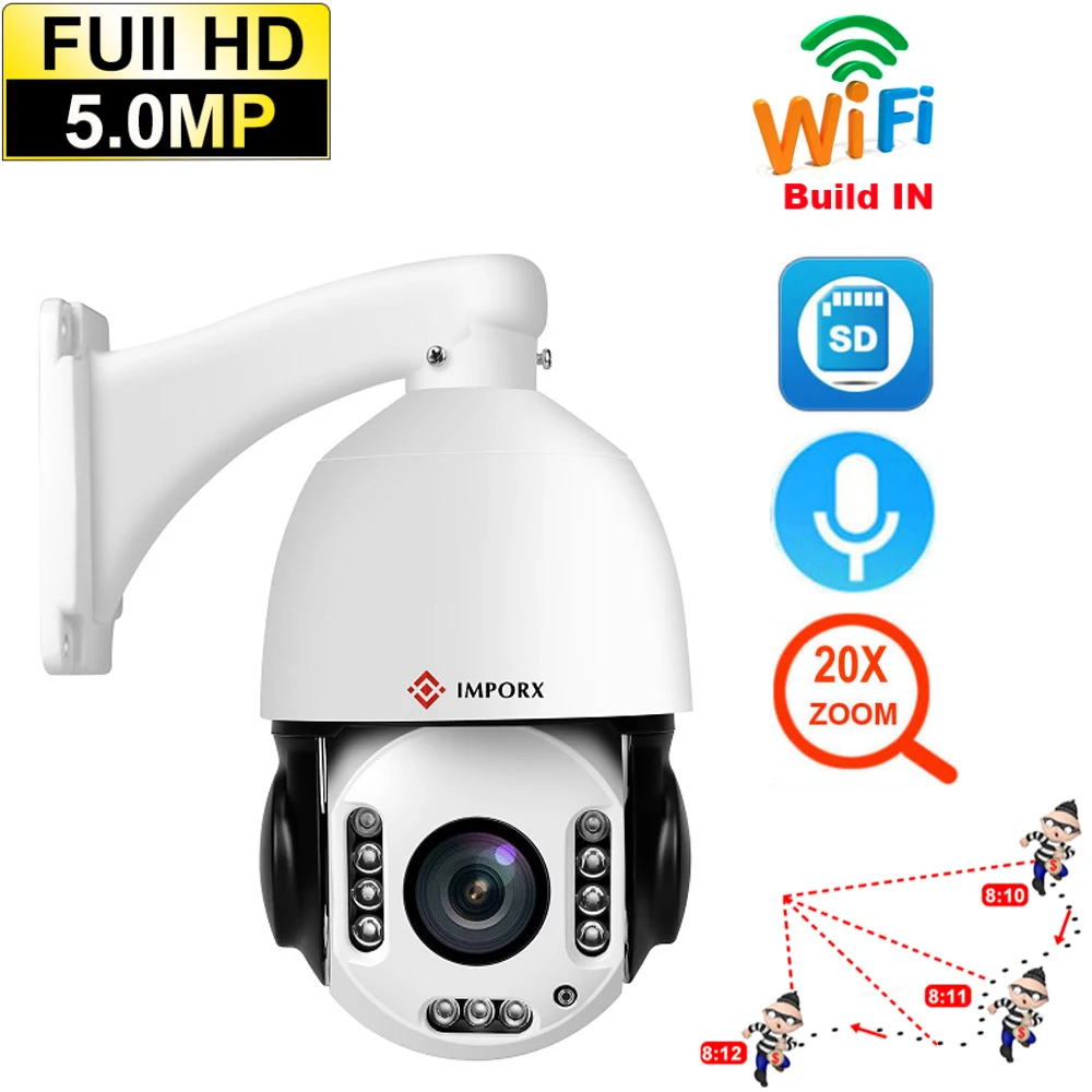 

IMPORX 5MP 30X ZOOM WIFI IP66 Outdoor Auto Tracking PTZ Camera Humanoid Person Motion Detection H.265 IP Camera Two Way Audio