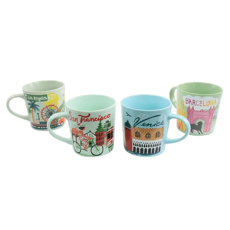 

Superb 17Oz Ceramic Mugs, Set of 4 Assorted & Stylish Lights in Each Mug - Perfect to Drink From!