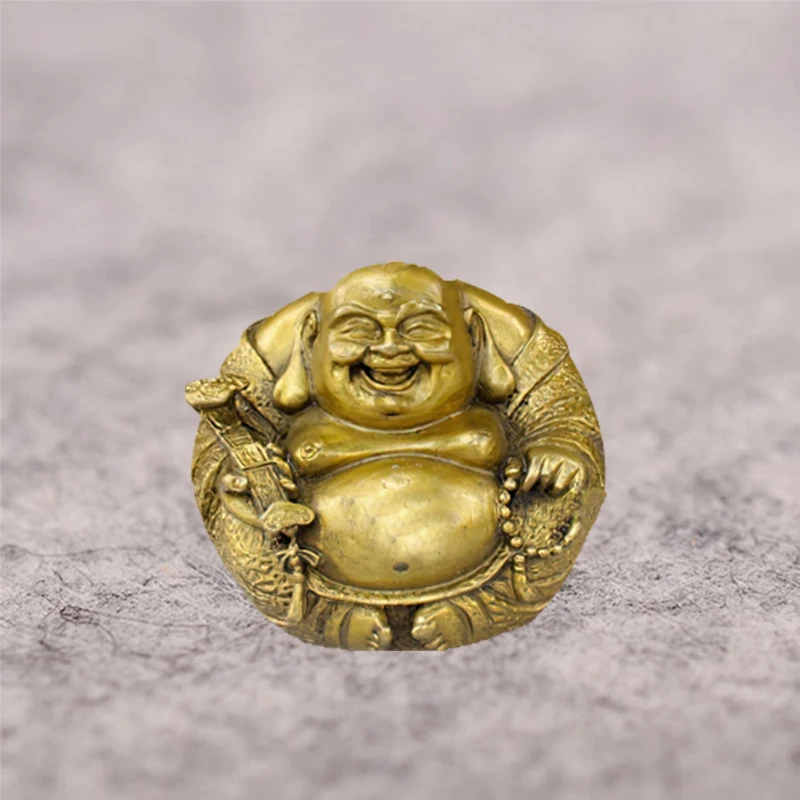 

Golden fortune Wealth big belly Buddha Ornaments Office Home Decoration Metal Maitreya Statue Figurines Gift