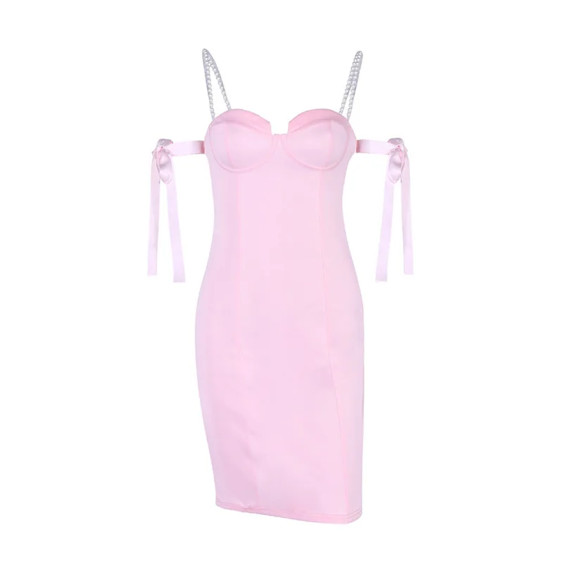 Women's Elegant Evening Party Dress Off Shoulder Pearl Spaghetti Strap Sexy Bodycon Dress Female Sleeveless Short Dresses
Women's Elegant Evening Party Dress Off Shoulder Pearl Spaghetti Strap Sexy Bodycon Dress Female Sleeveless Short Dresses