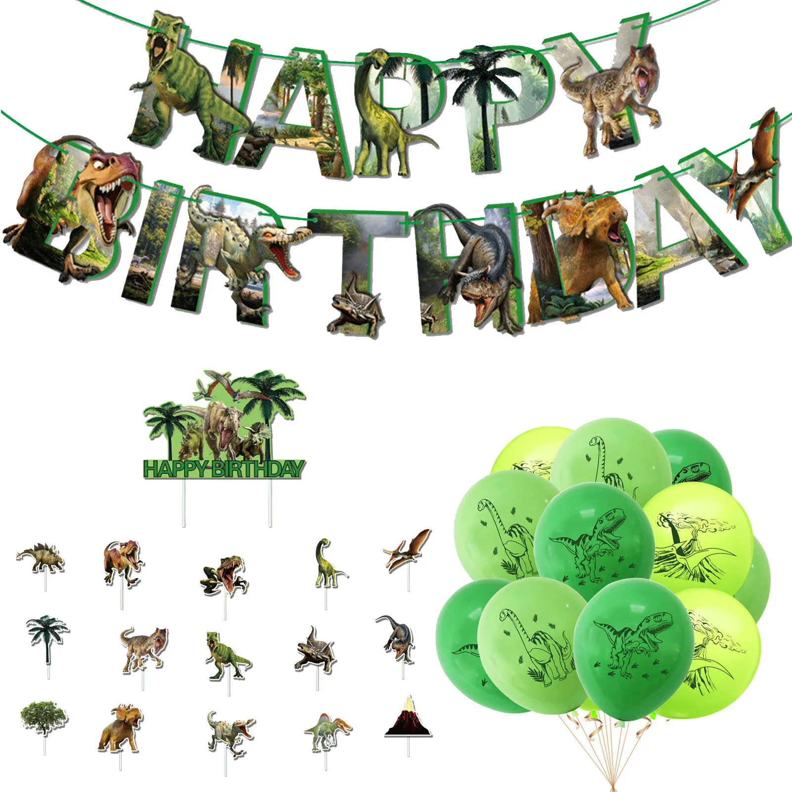 

Украшения на день рождения с динозавром, баннер на день рождения, воздушные шары с динозавром, топперы для торта для мальчиков и детей