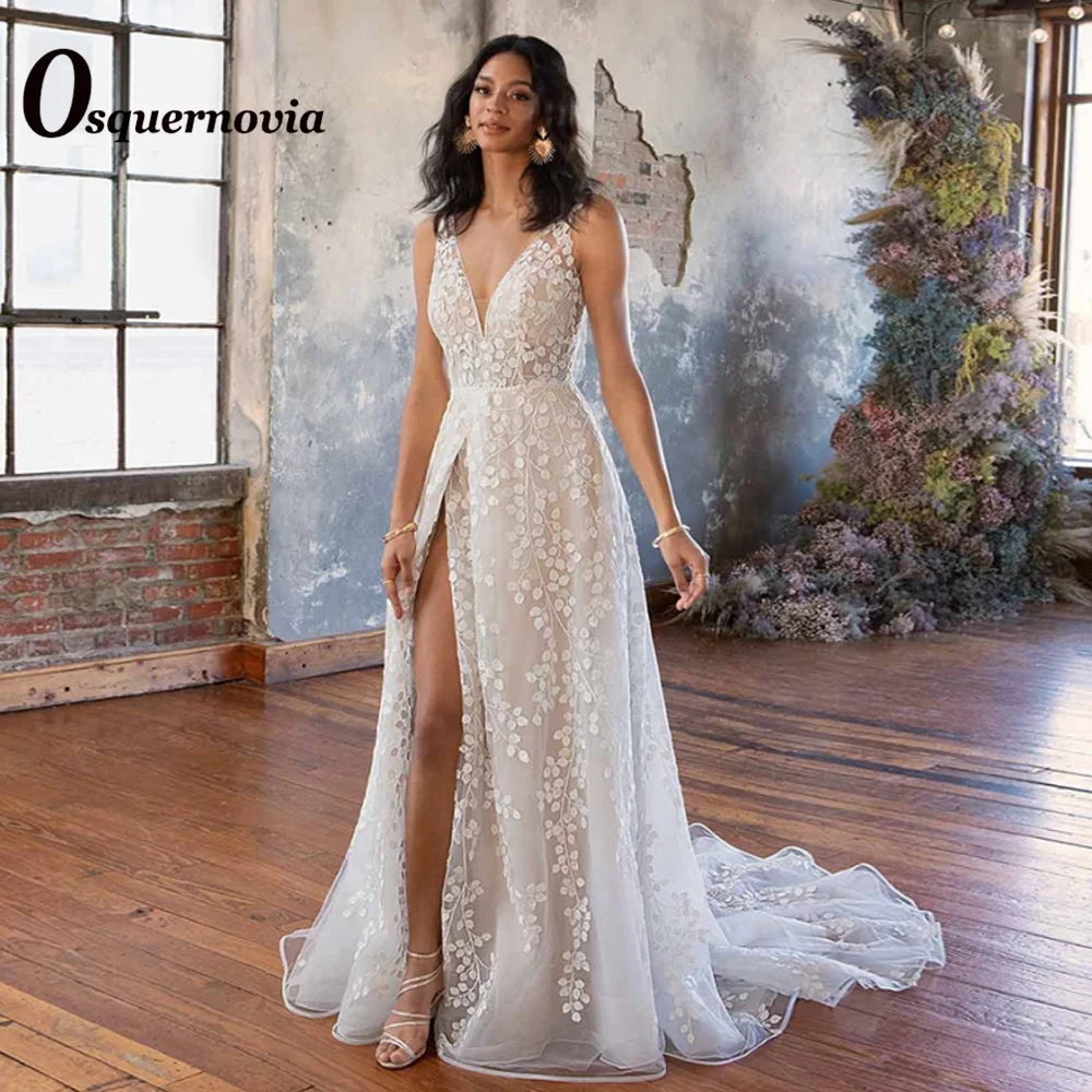 Osquernovia Gorgeous Slit Spaghetti Straps A-line Wedding Dresses For Women 2023 V-neck Appliques Backless Robe De Mariée
Osquernovia Gorgeous Slit Spaghetti Straps A-line Wedding Dresses For Women 2023 V-neck Appliques Backless Robe De Mariée