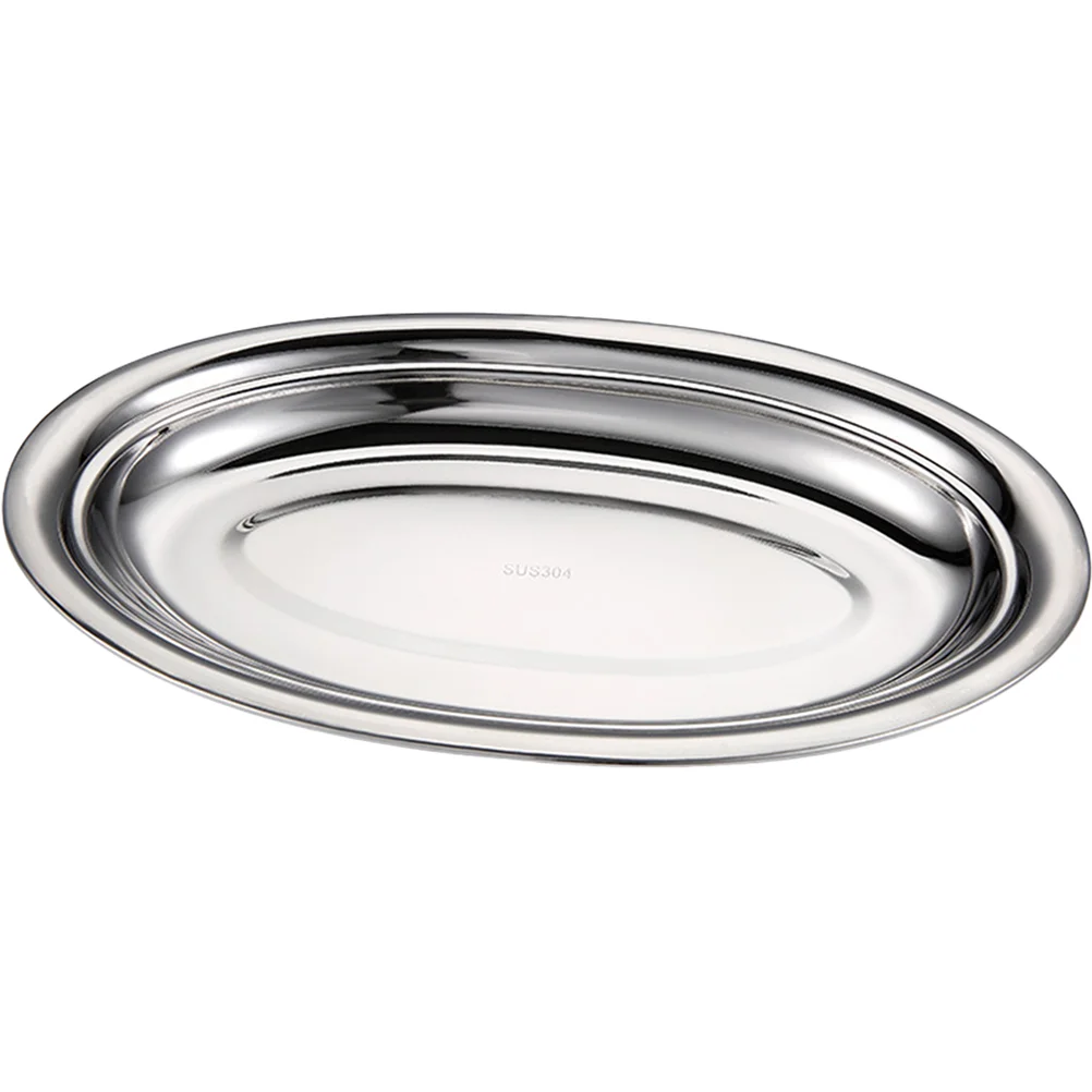 

Plate Dish Serving Platter Plates Stainless Steel Tray Metal Dessert Dinner Sushi Salad Snack Appetizer Bbq Fruit Food Steamer