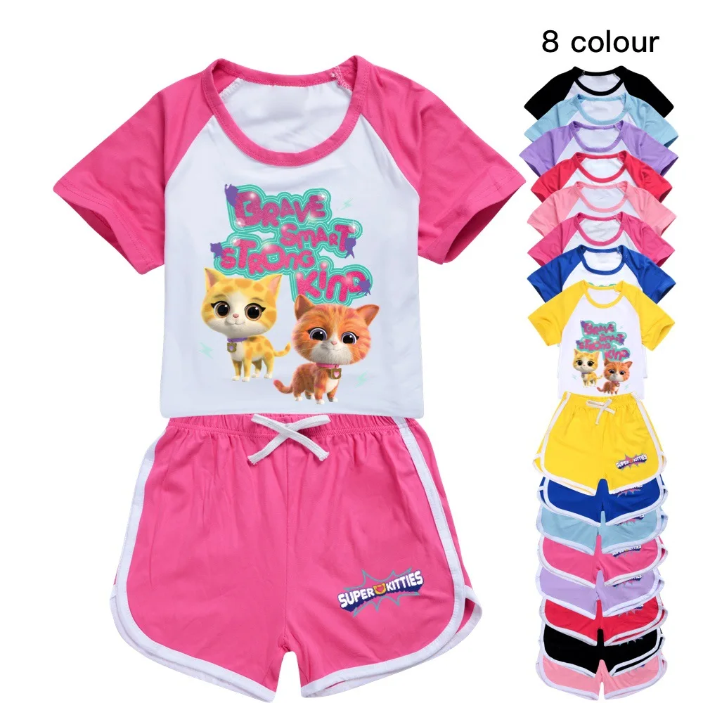 New Girls Boys Summer Clothing Set Super Kitties Kids Sports T-shirt+Pants 2pcs Set Baby Tracksuits Comfortable Outfits Pyjamas
New Girls Boys Summer Clothing Set Super Kitties Kids Sports T-shirt+Pants 2pcs Set Baby Tracksuits Comfortable Outfits Pyjamas