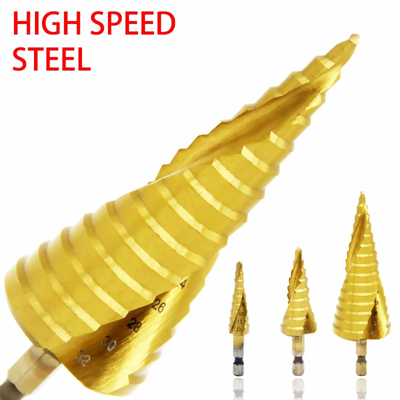HSS Titanium Drill Bit 4-12 4-20 4-32 Drilling Power Tools Metal High Speed Steel Wood Hole Cutter Cone Drill Bits
HSS Titanium Drill Bit 4-12 4-20 4-32 Drilling Power Tools Metal High Speed Steel Wood Hole Cutter Cone Drill Bits