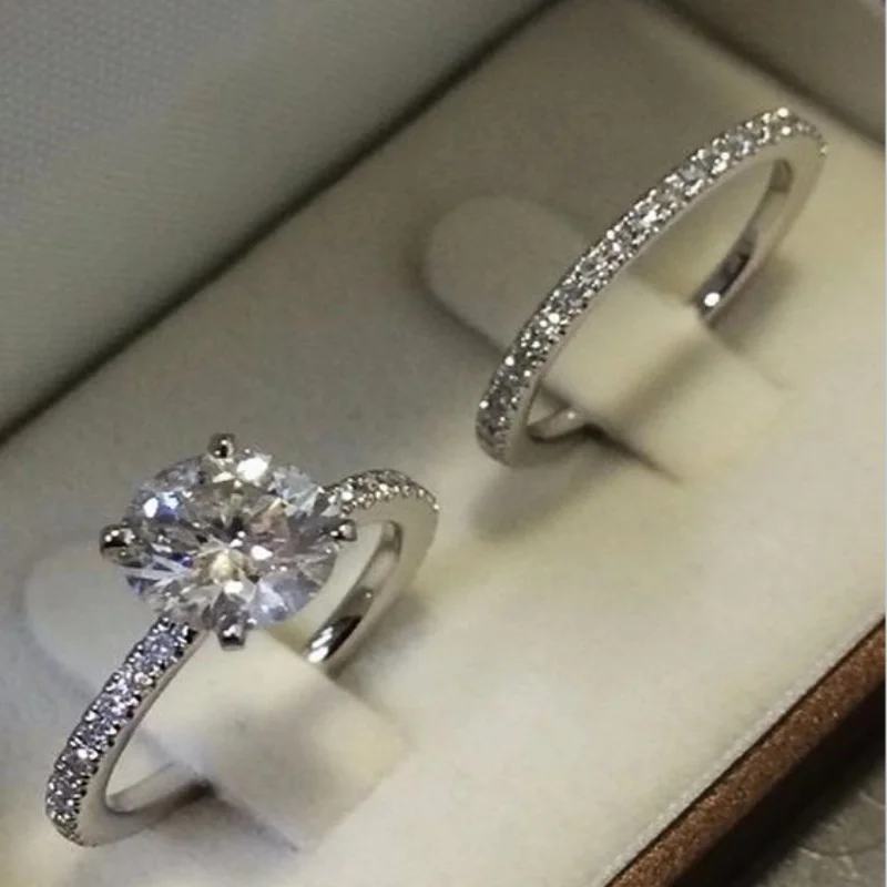 2Pcs Wedding Ring Set for Women Round Zirconia Crystal Engagement Party Rings Anniversary Gift Trendy Jewelry Drop Ship
2Pcs Wedding Ring Set for Women Round Zirconia Crystal Engagement Party Rings Anniversary Gift Trendy Jewelry Drop Ship