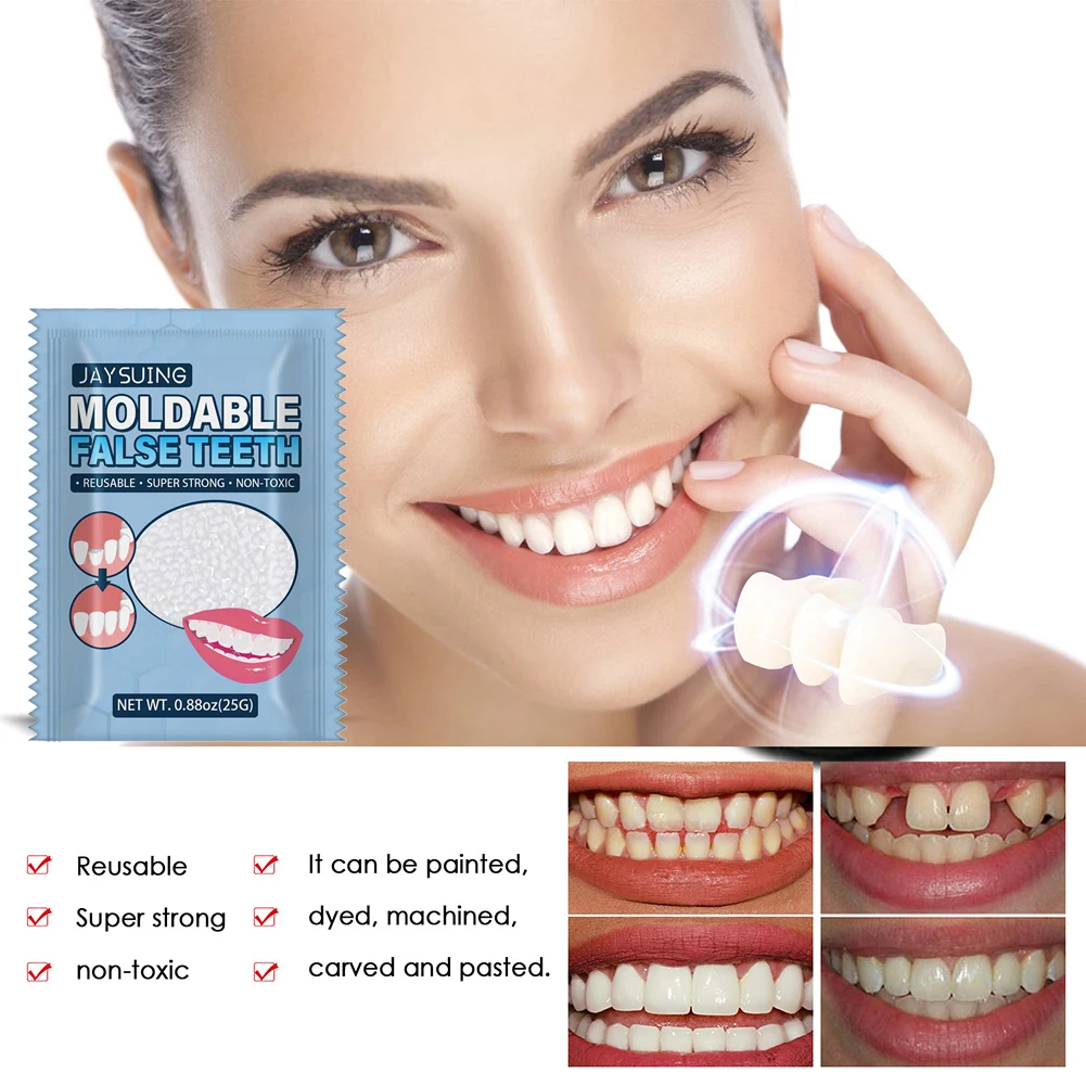 25g Temporary Tooth Repair Beads False Teeth Solid Glue Denture Missing Broken Teeth Dental Tooth Filling Adhesive Makeup
25g Temporary Tooth Repair Beads False Teeth Solid Glue Denture Missing Broken Teeth Dental Tooth Filling Adhesive Makeup