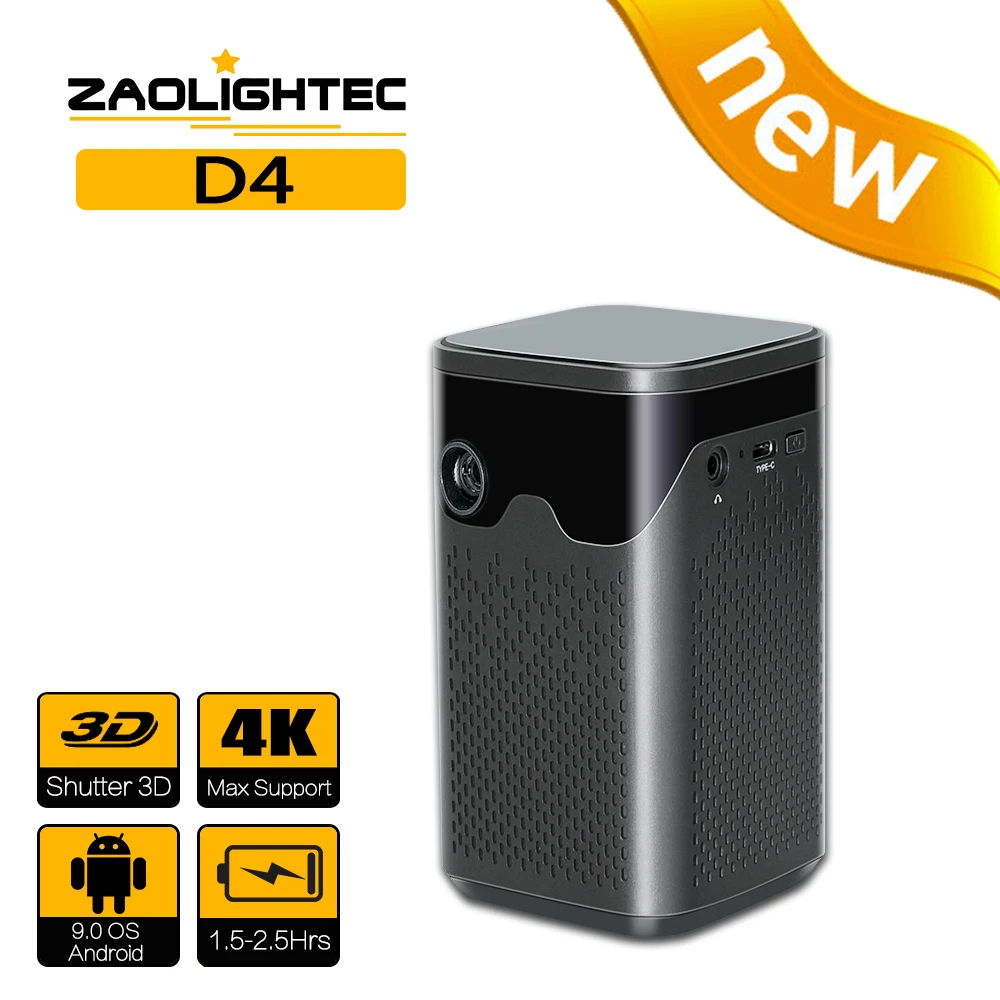 ZAOLITGHTEC D4 Mini Portable Projector Smart Android WIFI TV Video Pico LED DLP for Full HD 1080P Mobile Smartphone PC 4K Cinema 
ZAOLITGHTEC D4 Mini Portable Projector Smart Android WIFI TV Video Pico LED DLP for Full HD 1080P Mobile Smartphone PC 4K Cinema