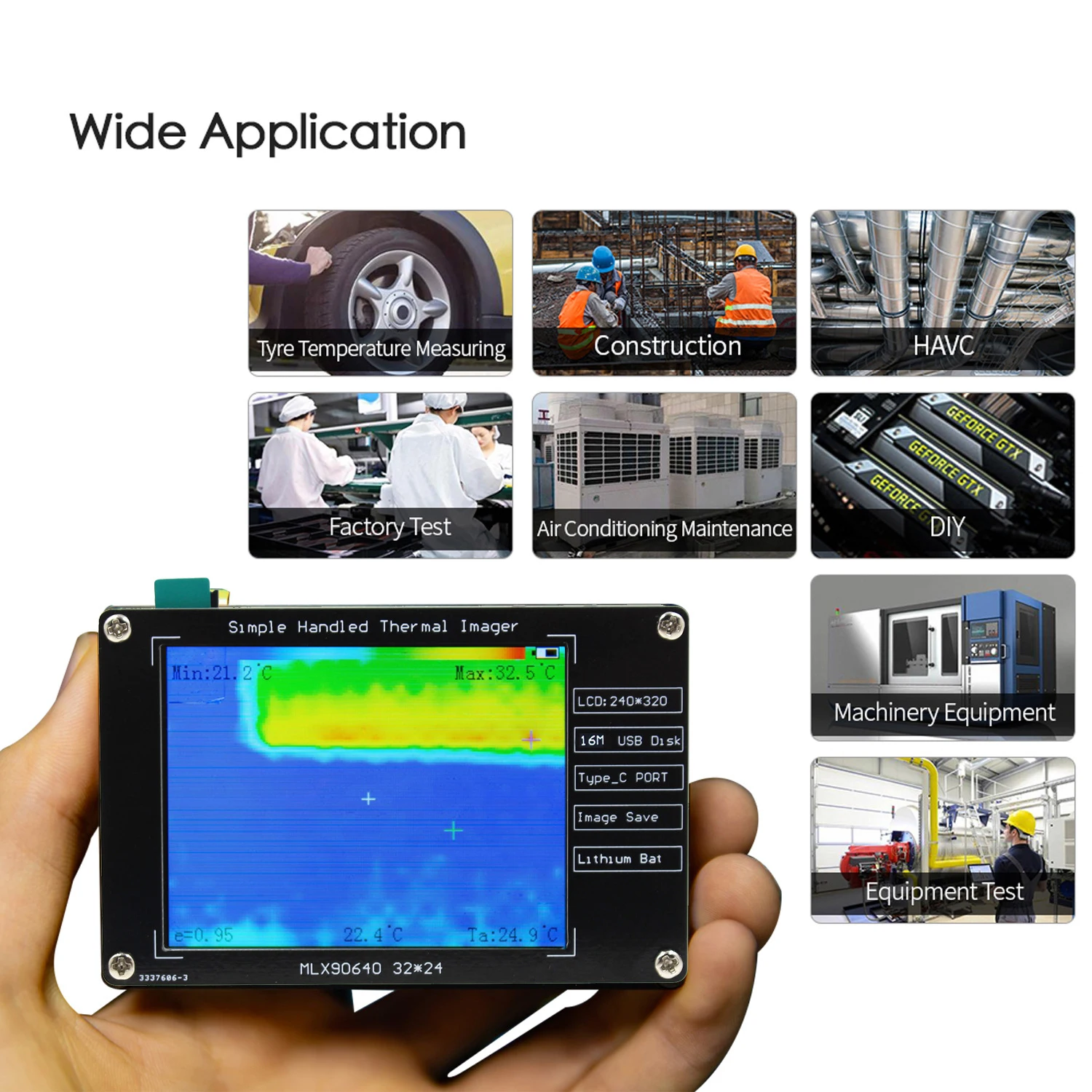 2.8inch Hand-held LCDdigital Infrared Thermal Imaging Thermal Imager PortableTemperature Detection - 40 ℃ To+300 ℃, 8Hz
2.8inch Hand-held LCDdigital Infrared Thermal Imaging Thermal Imager PortableTemperature Detection - 40 ℃ To+300 ℃, 8Hz